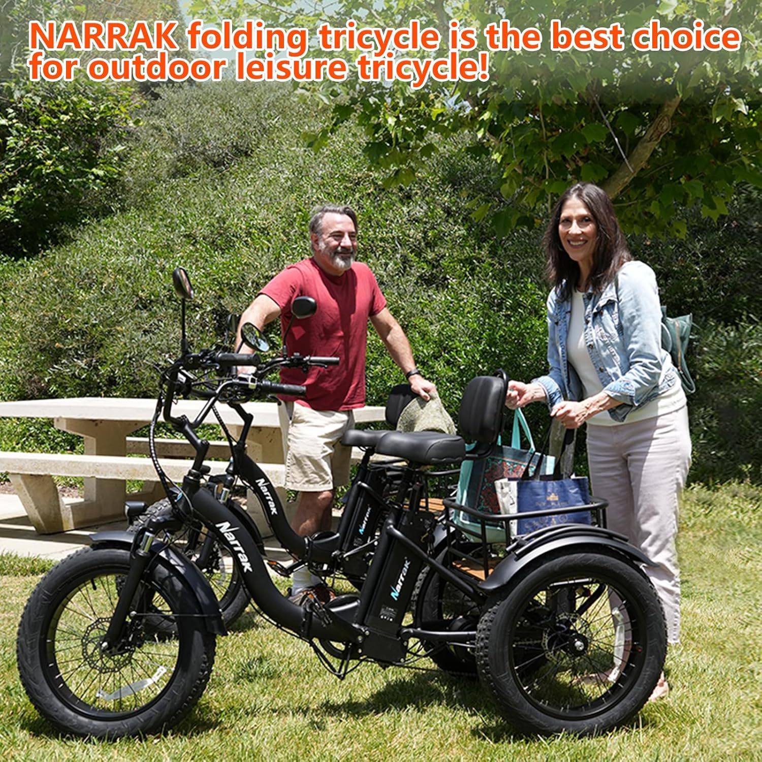 Electric Tricycle for Adults,Fat Tire Folding Electric Trike