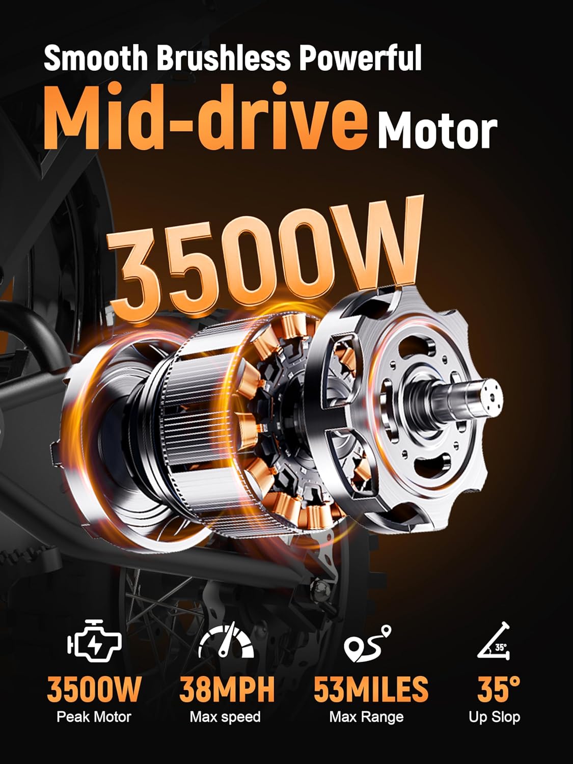 ESKUTE Electric Dirt Bike for Teens Adults, Mid-Drive Motor 3500W Peak