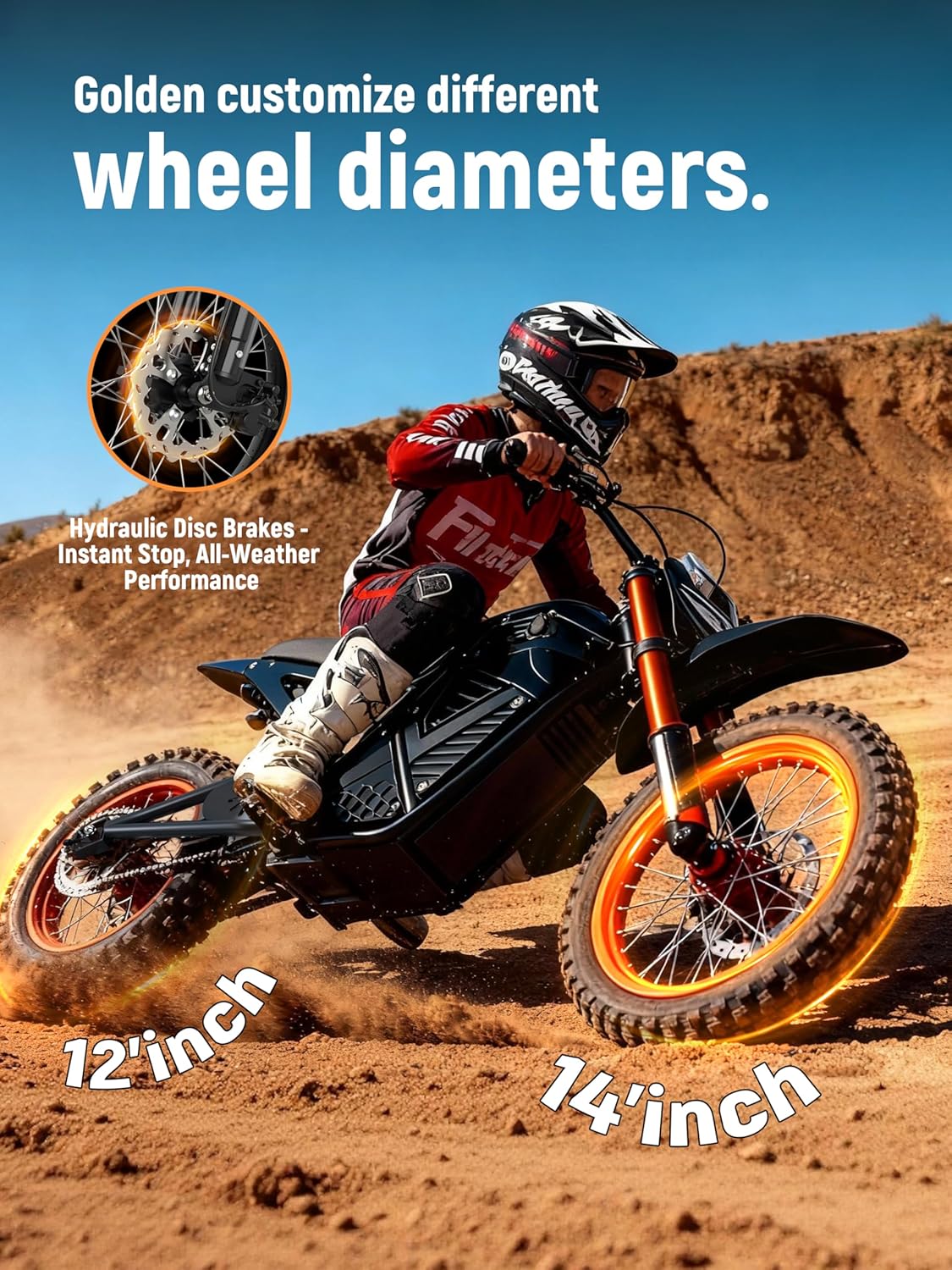 ESKUTE Electric Dirt Bike for Teens Adults, Mid-Drive Motor 3500W Peak